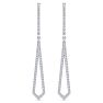1 Carat Lab Grown Diamond Drop Earrings In 14 Karat White Gold, 2 Inches Image-4