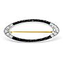 Estate Jewelry 14K White and Yellow Gold White Sapphire and Black Onyx Pin, 1-1/2 Inches Image-1