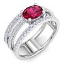 1 1/2 Carat Lab Grown Diamond and Ruby Wrap Ring In 14 Karat White Gold Image-2