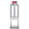 1 1/2 Carat Lab Grown Diamond and Ruby Wrap Ring In 14 Karat White Gold Image-4