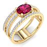 1 1/2 Carat Lab Grown Diamond and Ruby Wrap Ring In 14 Karat Yellow Gold Image-2