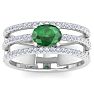 1 1/2 Carat Lab Grown Diamond and Emerald Wrap Ring In 14 Karat White Gold Image-1