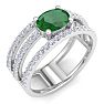 1 1/2 Carat Lab Grown Diamond and Emerald Wrap Ring In 14 Karat White Gold Image-2