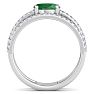 1 1/2 Carat Lab Grown Diamond and Emerald Wrap Ring In 14 Karat White Gold Image-3