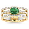 1 1/2 Carat Lab Grown Diamond and Emerald Wrap Ring In 14 Karat Yellow Gold Image-1
