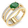 1 1/2 Carat Lab Grown Diamond and Emerald Wrap Ring In 14 Karat Yellow Gold Image-2