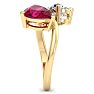 3 1/2 Carat Ruby and Lab Grown Diamond Two Stone Engagement Ring In 14 Karat Yellow Gold, Pear-Pear Image-4