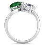 3 1/2 Carat Emerald and Lab Grown Diamond Two Stone Engagement Ring In 14 Karat White Gold, Pear-Pear Image-3