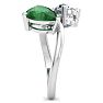 3 1/2 Carat Emerald and Lab Grown Diamond Two Stone Engagement Ring In 14 Karat White Gold, Pear-Pear Image-4