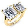 6 Carat Lab Grown Diamond Two Stone Engagement Ring In 14 Karat Yellow Gold, Emerald Image-2