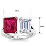 6 Carat Ruby and Lab Grown Diamond Two Stone Engagement Ring In 14 Karat White Gold, Emerald Image-5