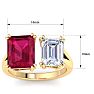 6 Carat Ruby and Lab Grown Diamond Two Stone Engagement Ring In 14 Karat Yellow Gold, Emerald Image-5