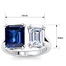 6 Carat Sapphire and Lab Grown Diamond Two Stone Engagement Ring In 14 Karat White Gold, Emerald Image-5