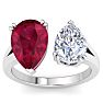 4 3/4 Carat Ruby and Lab Grown Diamond Two Stone Engagement Ring In 14 Karat White Gold, Pear Image-1
