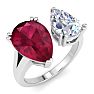 4 3/4 Carat Ruby and Lab Grown Diamond Two Stone Engagement Ring In 14 Karat White Gold, Pear Image-2