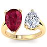 4 3/4 Carat Ruby and Lab Grown Diamond Two Stone Engagement Ring In 14 Karat Yellow Gold, Pear Image-1