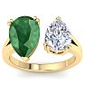 4 3/4 Carat Emerald and Lab Grown Diamond Two Stone Engagement Ring In 14 Karat Yellow Gold, Pear Image-1