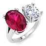 5 Carat Ruby and Lab Grown Diamond Two Stone Engagement Ring In 14 Karat White Gold, Oval Image-2