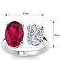 5 Carat Ruby and Lab Grown Diamond Two Stone Engagement Ring In 14 Karat White Gold, Oval Image-5