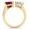 5 Carat Ruby and Lab Grown Diamond Two Stone Engagement Ring In 14 Karat Yellow Gold, Oval Image-3