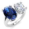 5 Carat Sapphire and Lab Grown Diamond Two Stone Engagement Ring In 14 Karat White Gold, Oval Image-2