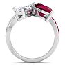 3 1/2 Carat Ruby and Lab Grown Diamond Two Stone Engagement Ring In 14 Karat White Gold, Pear Image-3