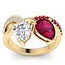 3 1/2 Carat Ruby and Lab Grown Diamond Two Stone Engagement Ring In 14 Karat Yellow Gold, Pear Image-1