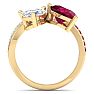 3 1/2 Carat Ruby and Lab Grown Diamond Two Stone Engagement Ring In 14 Karat Yellow Gold, Pear Image-3