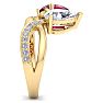 3 1/2 Carat Ruby and Lab Grown Diamond Two Stone Engagement Ring In 14 Karat Yellow Gold, Pear Image-4