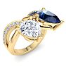 3 1/2 Carat Sapphire and Lab Grown Diamond Two Stone Engagement Ring In 14 Karat Yellow Gold, Pear Image-2