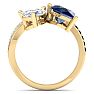 3 1/2 Carat Sapphire and Lab Grown Diamond Two Stone Engagement Ring In 14 Karat Yellow Gold, Pear Image-3