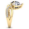3 1/2 Carat Sapphire and Lab Grown Diamond Two Stone Engagement Ring In 14 Karat Yellow Gold, Pear Image-4