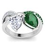 3 1/2 Carat Emerald and Lab Grown Diamond Two Stone Engagement Ring In 14 Karat White Gold, Pear Image-1