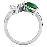 3 1/2 Carat Emerald and Lab Grown Diamond Two Stone Engagement Ring In 14 Karat White Gold, Pear Image-3