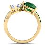 3 1/2 Carat Emerald and Lab Grown Diamond Two Stone Engagement Ring In 14 Karat Yellow Gold, Pear Image-3