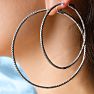 HUGE 4 Carat Lab Grown Diamond Hoop Earrings In 14K White Gold, 3 Inches Image-7