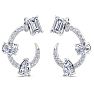 3 Carat Lab Grown Diamond Hoop Earrings In 14 Karat White Gold, 3/4 Inch Image-2