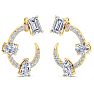 3 Carat Lab Grown Diamond Hoop Earrings In 14 Karat Yellow Gold, 3/4 Inch Image-2