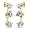 5 Carat Lab Grown Diamond Drop Earrings In 14 Karat Yellow Gold, 1 Inch Image-2