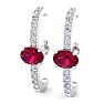 2 Carat Ruby and Lab Grown Diamond Hoop Earrings In 14 Karat White Gold Image-1