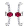 2 Carat Ruby and Lab Grown Diamond Hoop Earrings In 14 Karat White Gold Image-2