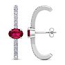 2 Carat Ruby and Lab Grown Diamond Hoop Earrings In 14 Karat White Gold Image-4
