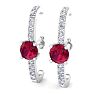 2 Carat Ruby and Lab Grown Diamond Hoop Earrings In 14 Karat White Gold Image-1