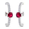 2 Carat Ruby and Lab Grown Diamond Hoop Earrings In 14 Karat White Gold Image-2