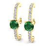2 Carat Emerald and Lab Grown Diamond Hoop Earrings In 14 Karat Yellow Gold Image-1