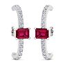 2 1/2 Carat Ruby and Lab Grown Diamond Hoop Earrings In 14 Karat White Gold Image-2