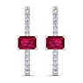 2 1/2 Carat Ruby and Lab Grown Diamond Hoop Earrings In 14 Karat White Gold Image-3