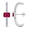 2 1/2 Carat Ruby and Lab Grown Diamond Hoop Earrings In 14 Karat White Gold Image-4