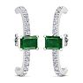 2 1/2 Carat Emerald and Lab Grown Diamond Hoop Earrings In 14 Karat White Gold Image-2