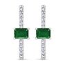 2 1/2 Carat Emerald and Lab Grown Diamond Hoop Earrings In 14 Karat White Gold Image-3